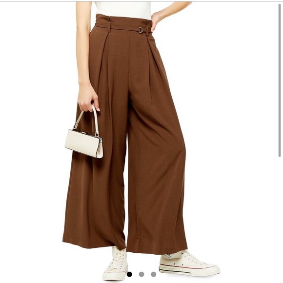 Topshop brown wide leg trousers